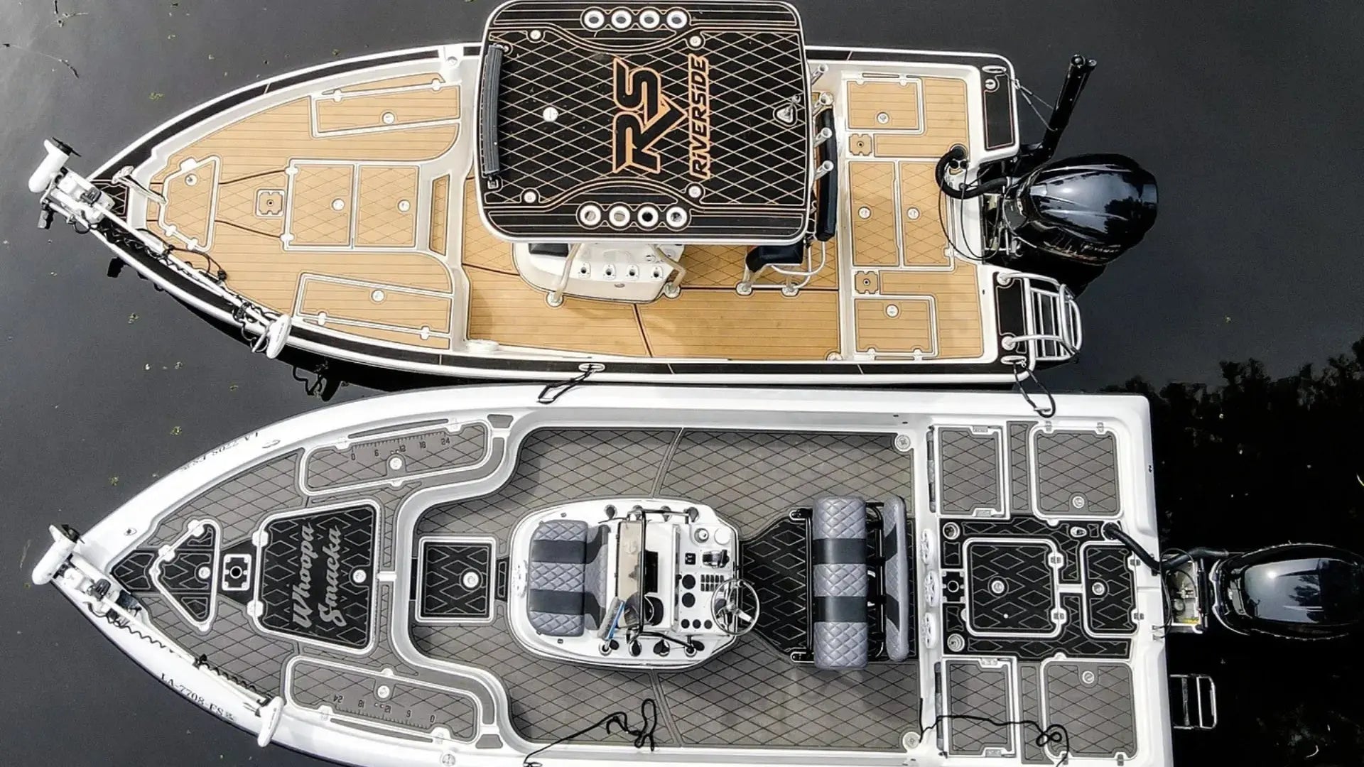Two boats with EVA foam flooring comparison