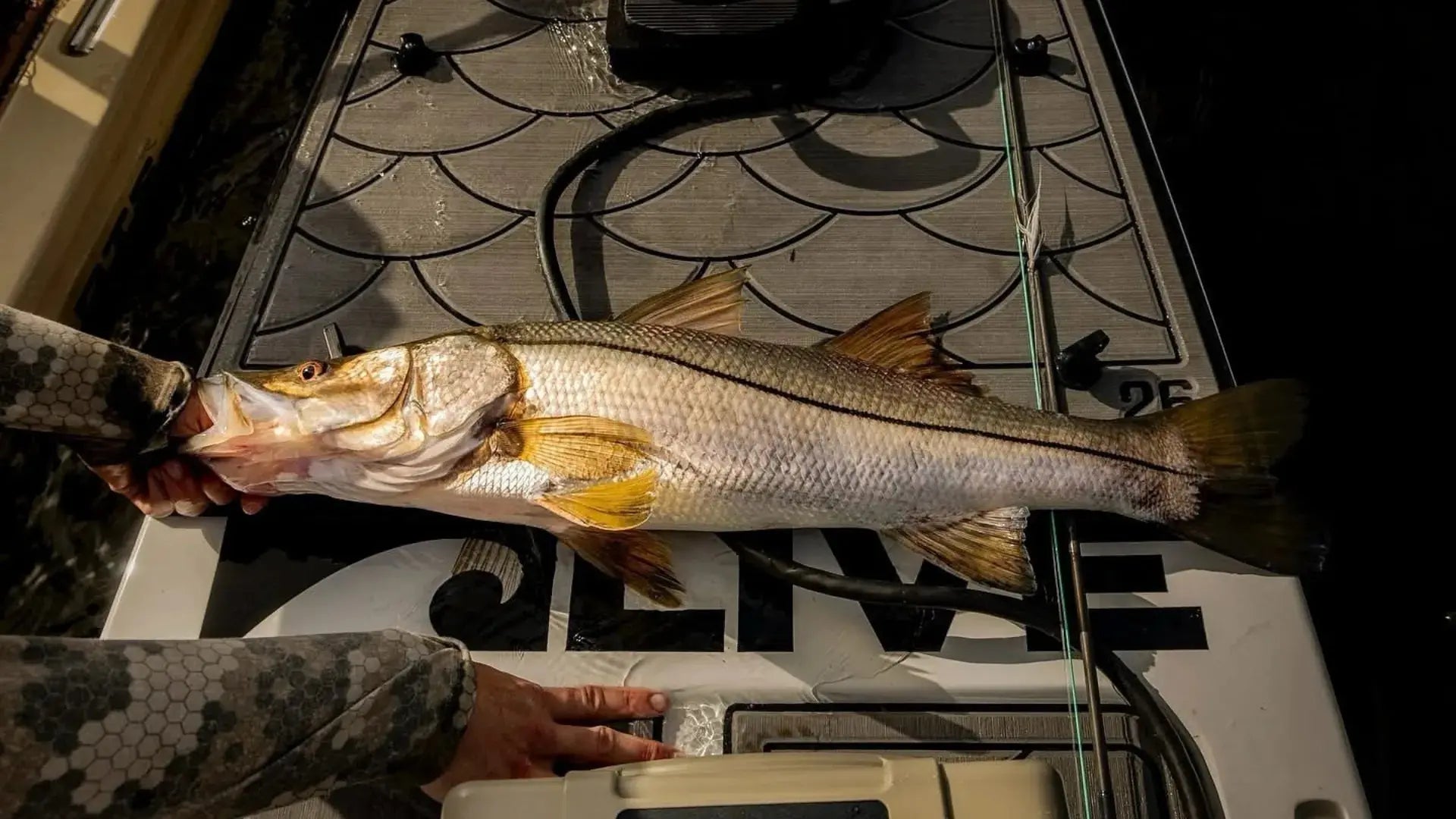 Fish caught on BoatFloorings' EVA foam boat flooring with non-slip grip