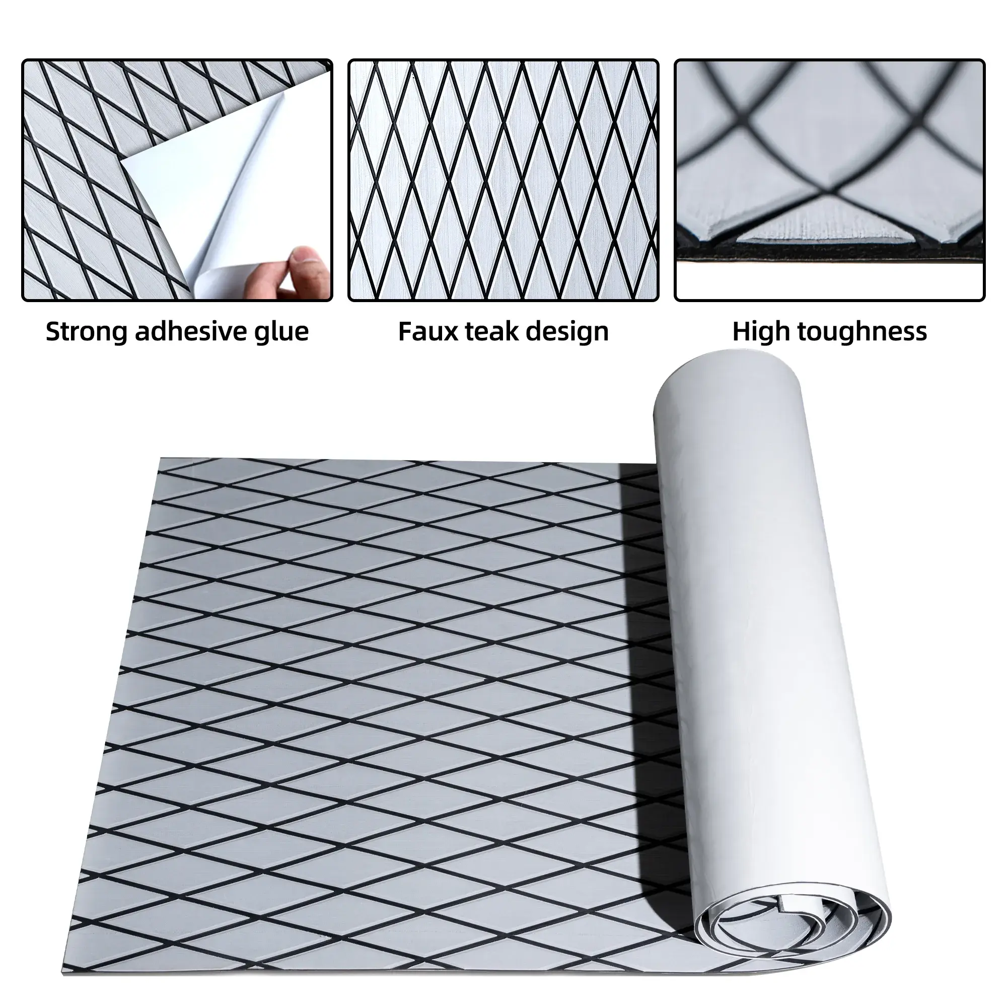 waterproof foam boat flooring with diamond grooves #color_dd-gray-black