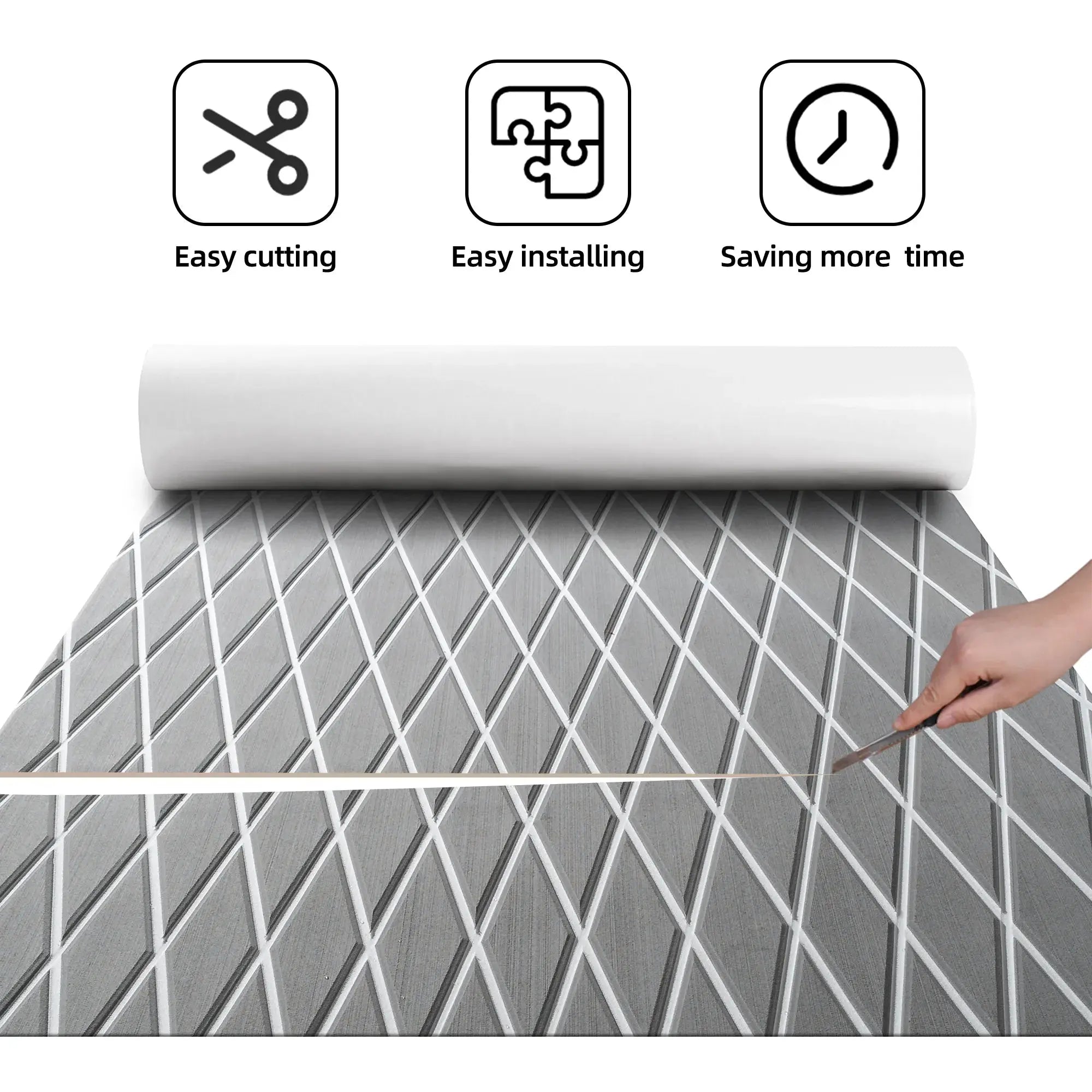 EVA Marine Floor Mat with Diamond Texture – Gray White #color_dd-gray-white