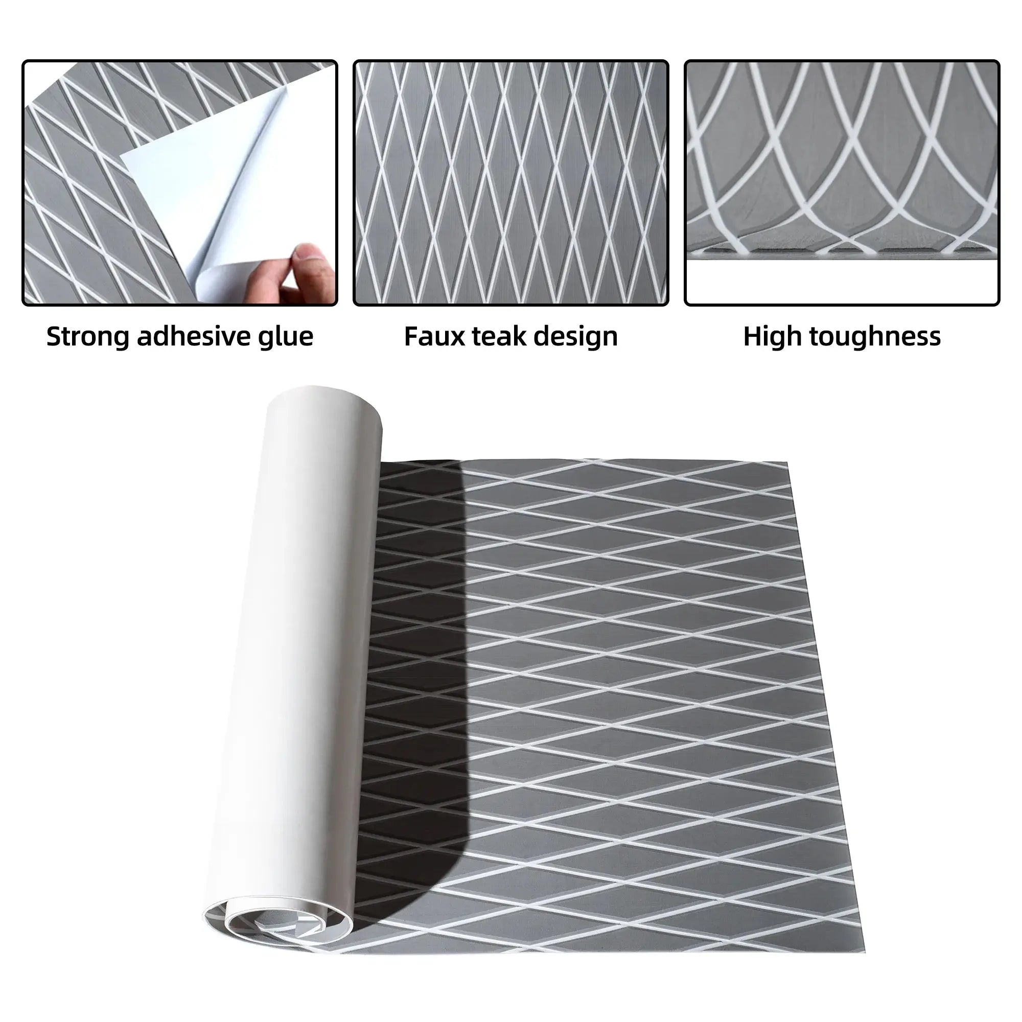 Waterproof EVA Foam Decking for Bass Boats – Diamond Cut #color_dd-gray-white