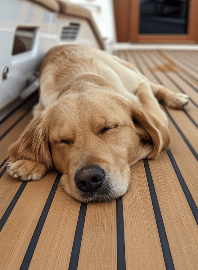 EVA foam flooring shown on restored fiberglass boat deck