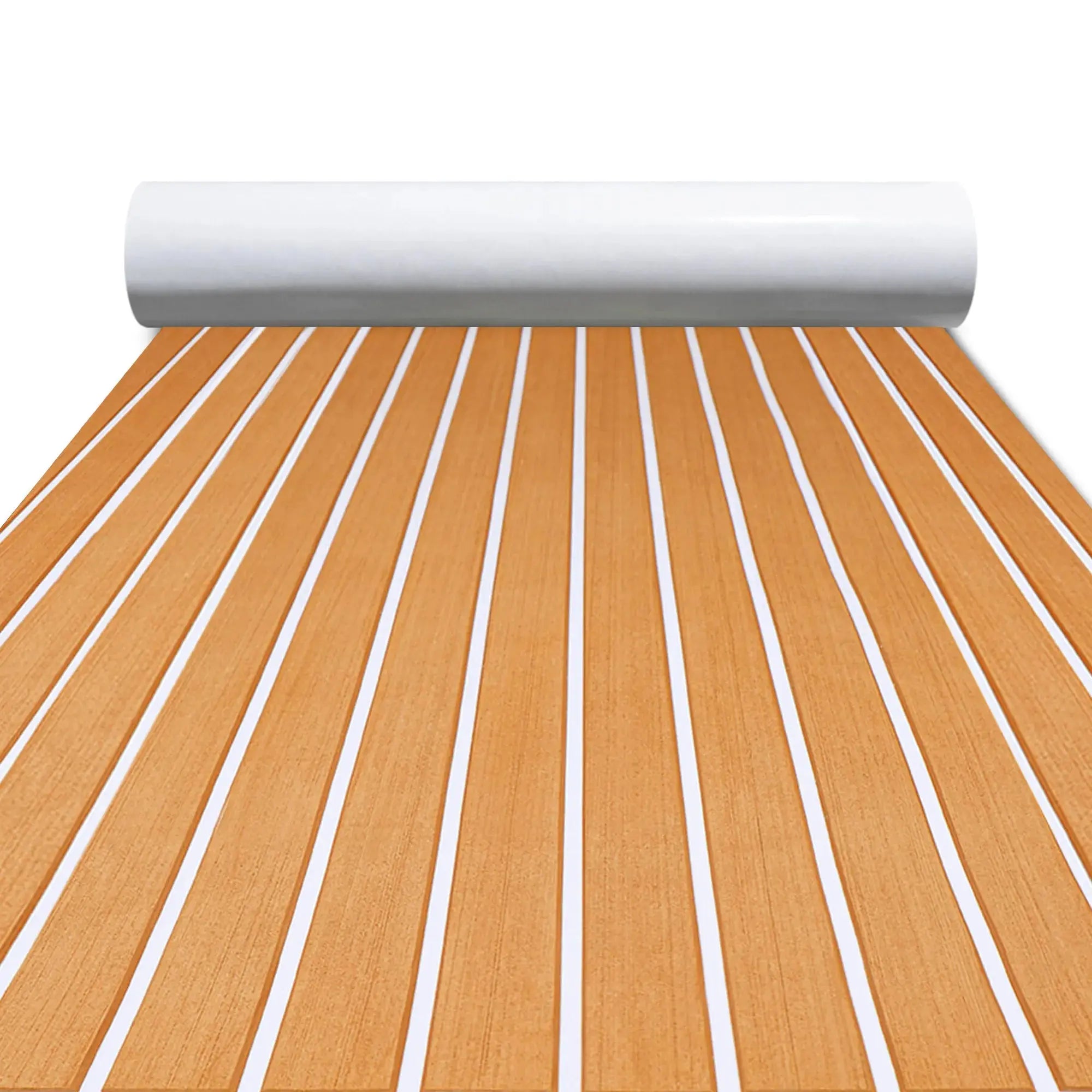 Brown White EVA Foam Boat Flooring – Teak Style Stripe #color_sn-brown-white