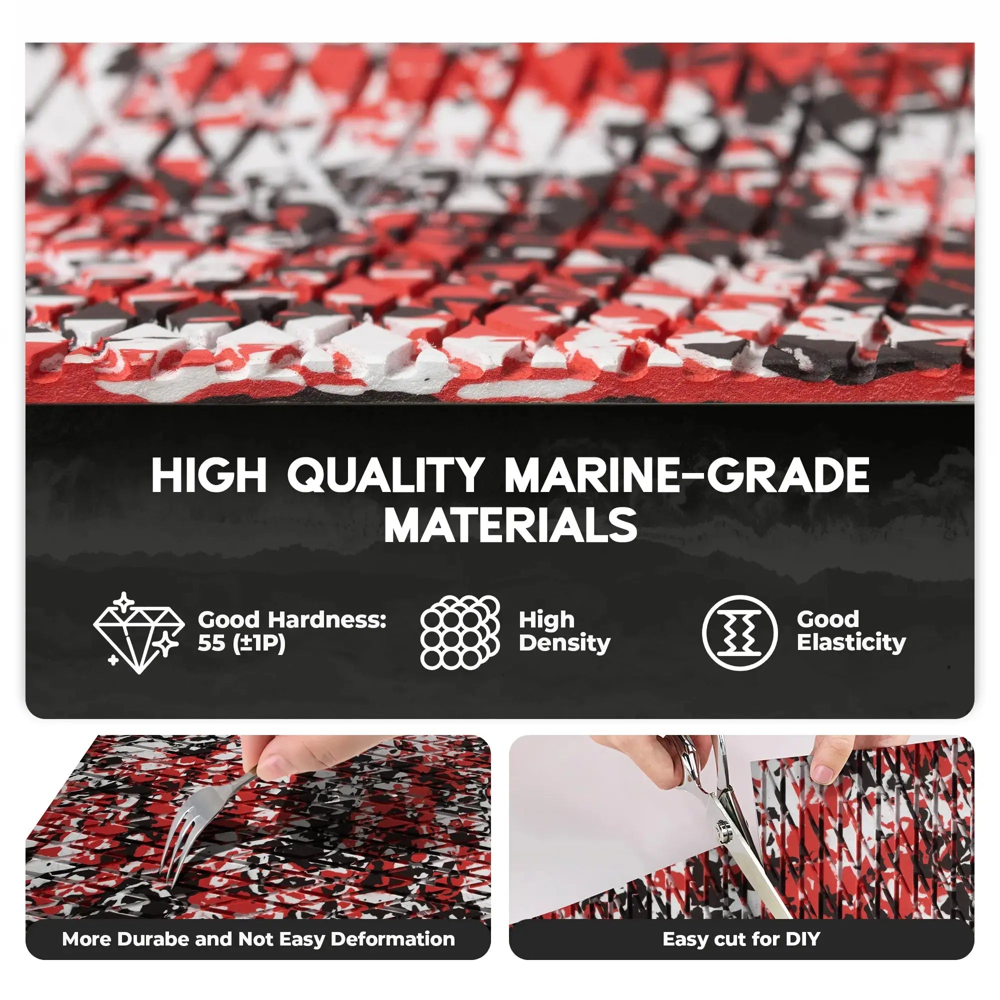 BoatFloorings Red/Black/White Camo Diamond EVA foam boat flooring - non-slip marine decking #color_co-ruby