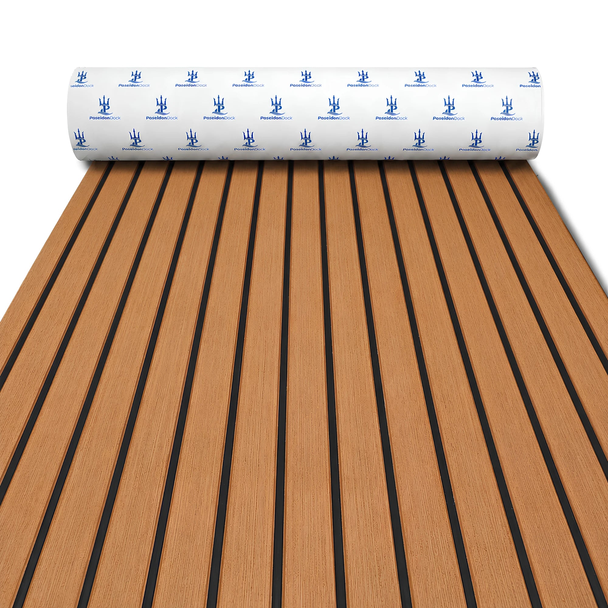 PoseidonDeck brown black stripe faux teak EVA foam boat flooring with peel-and-stick marine decking sheet