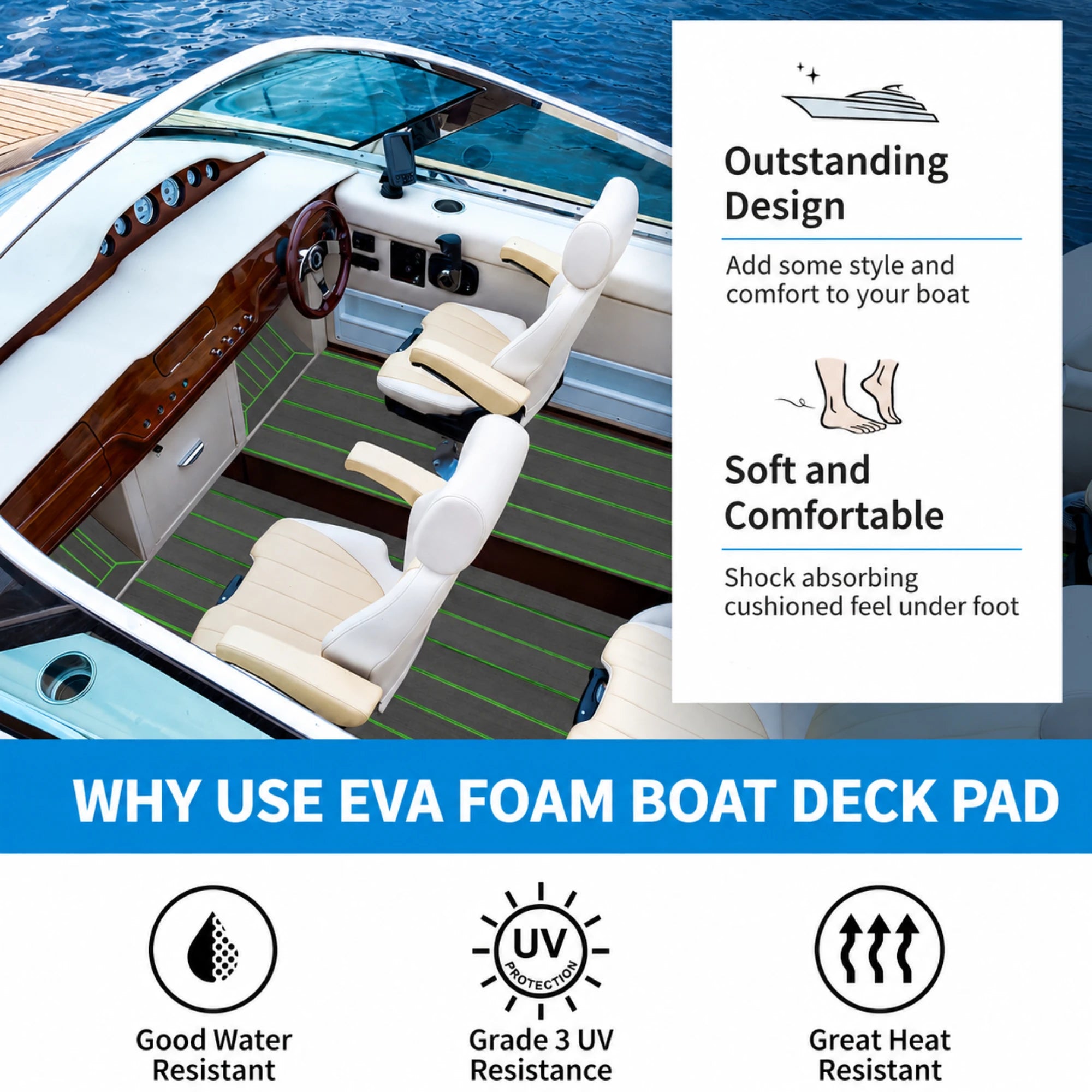 Classic Faux Teak EVA Foam Boat Flooring