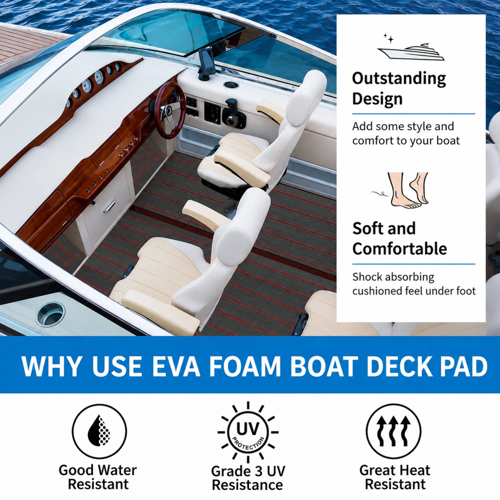 Classic Faux Teak EVA Foam Boat Flooring