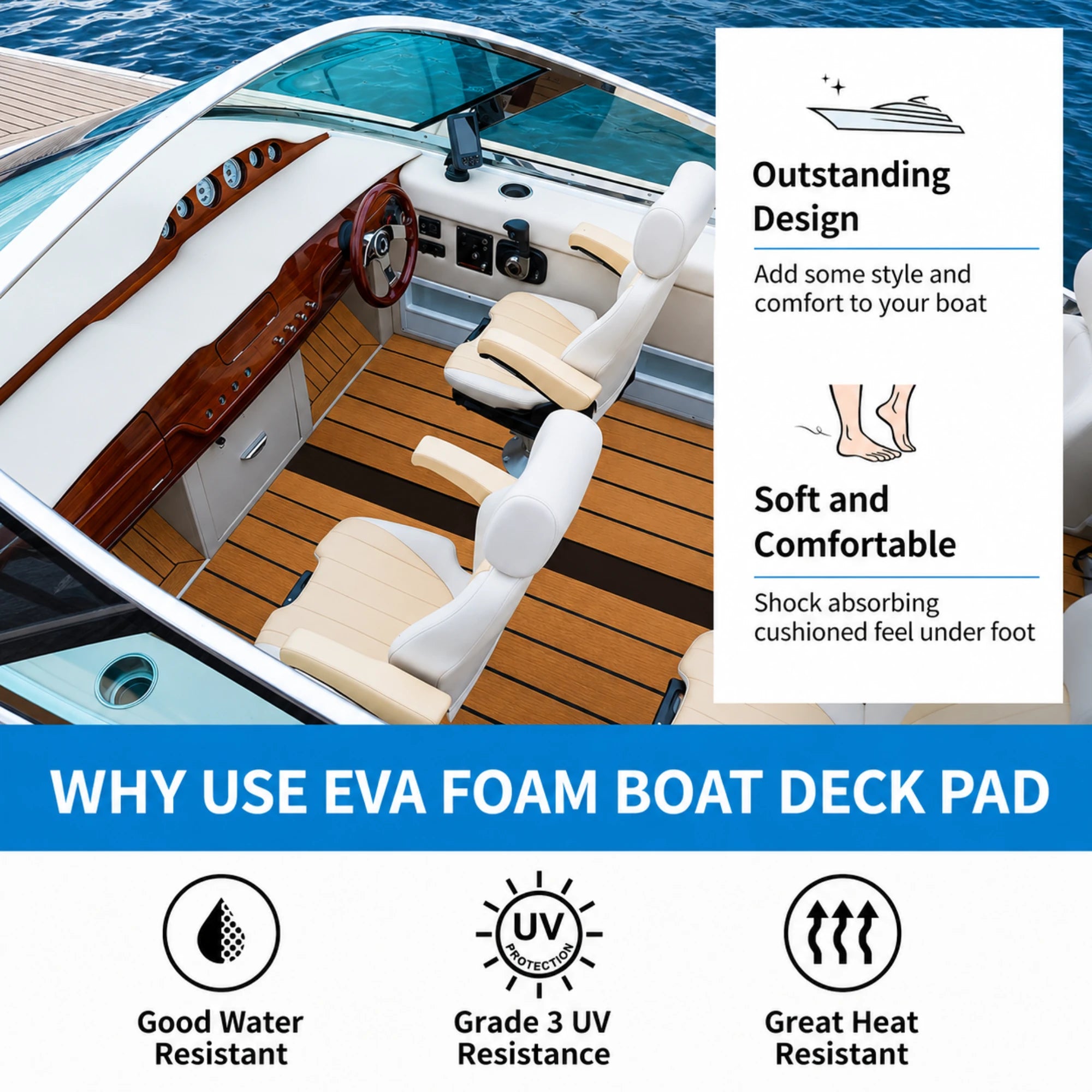 Classic Faux Teak EVA Foam Boat Flooring