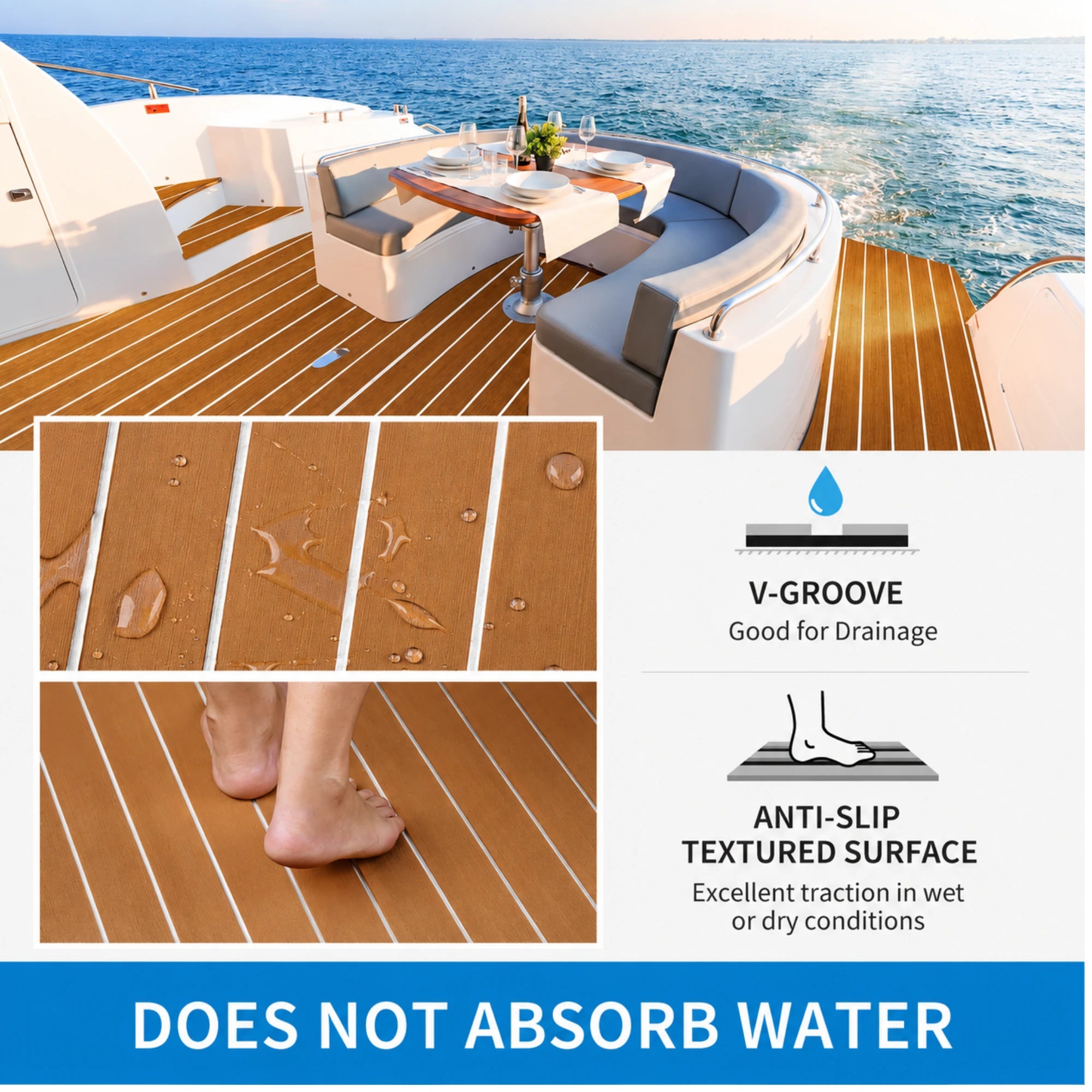 Classic Faux Teak EVA Foam Boat Flooring