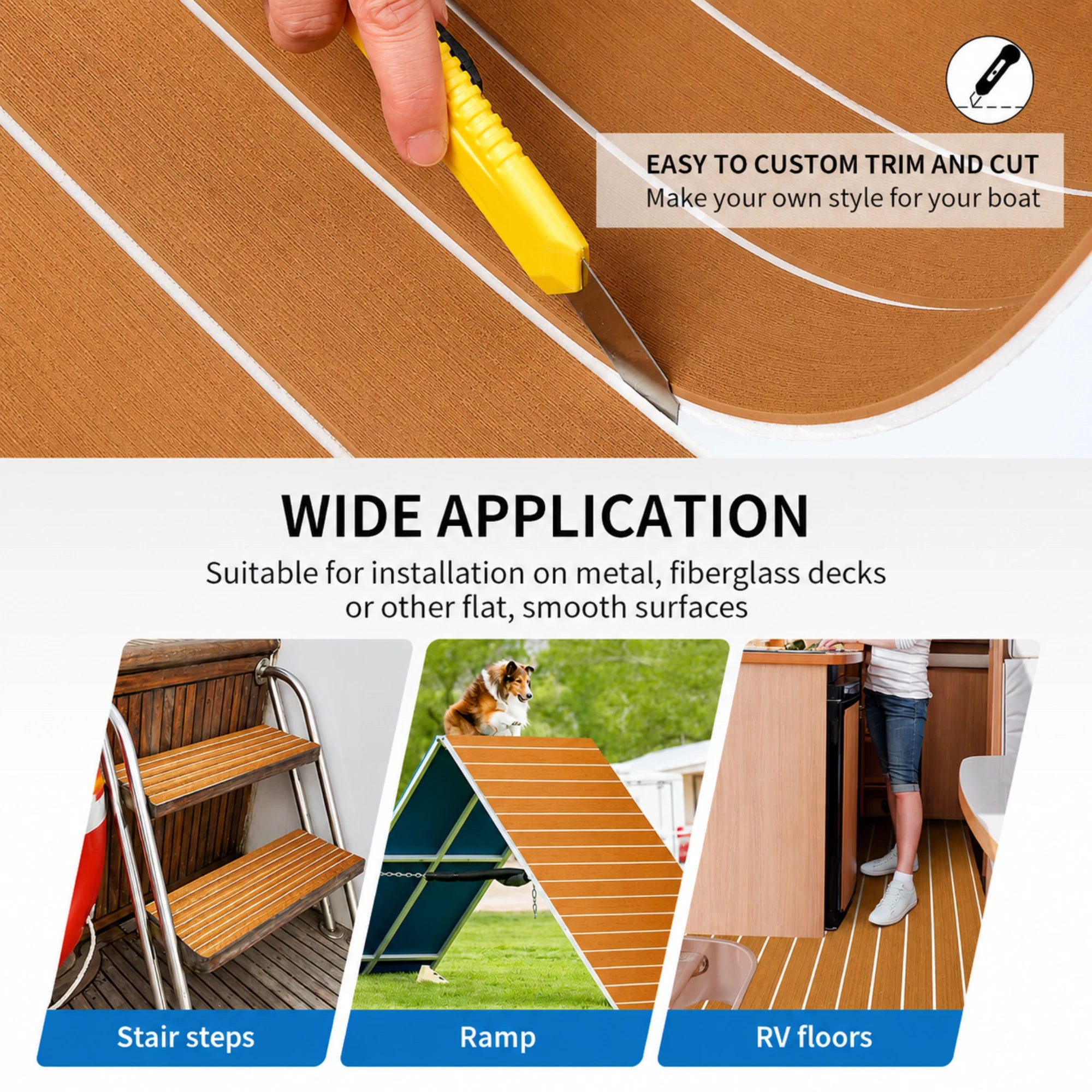 Classic Faux Teak EVA Foam Boat Flooring