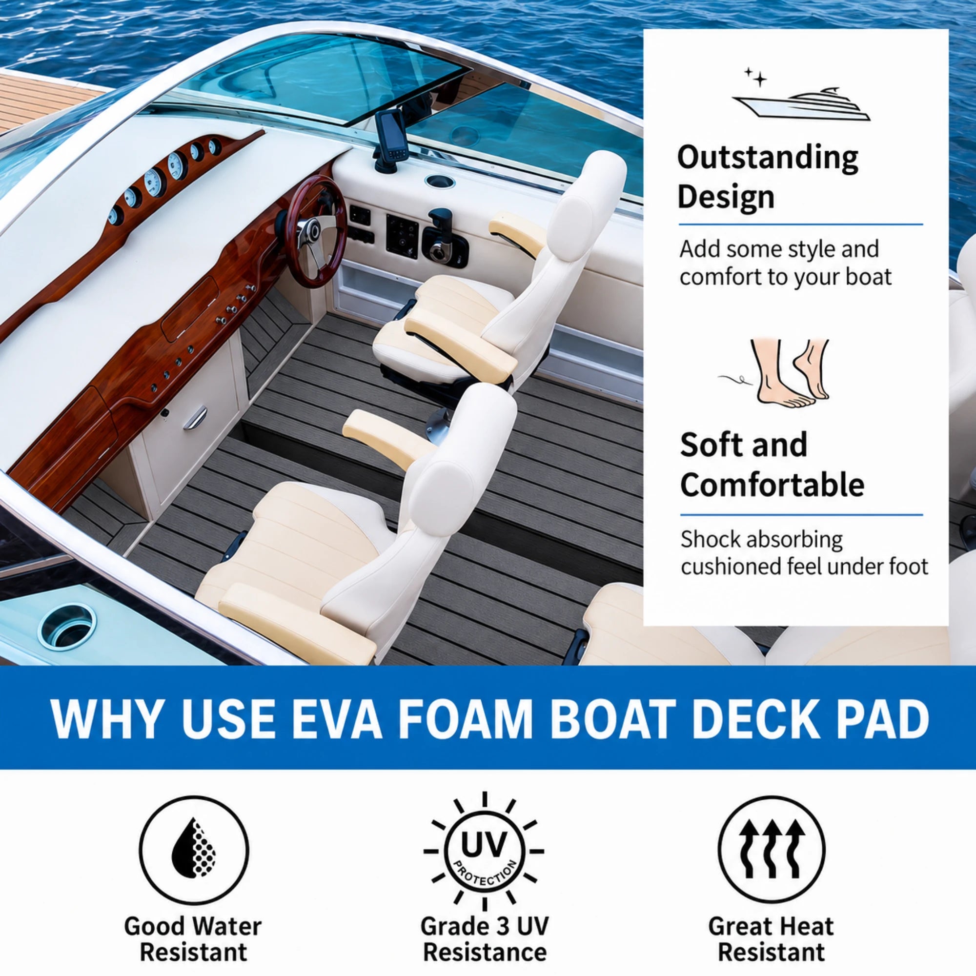 Classic Faux Teak EVA Foam Boat Flooring