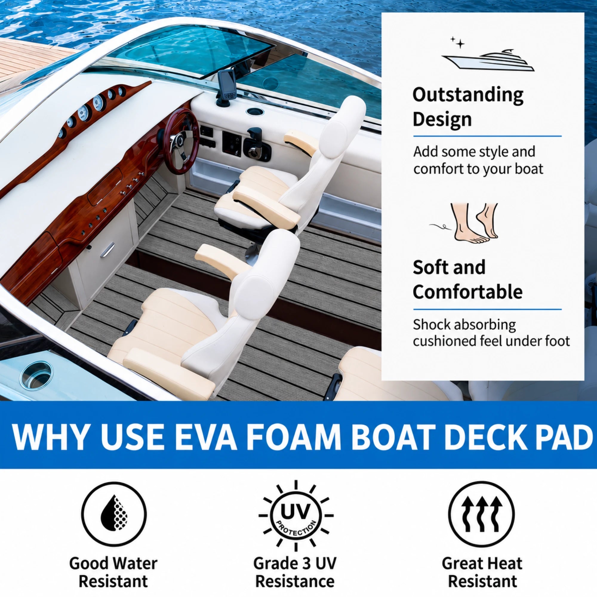 Classic Faux Teak EVA Foam Boat Flooring