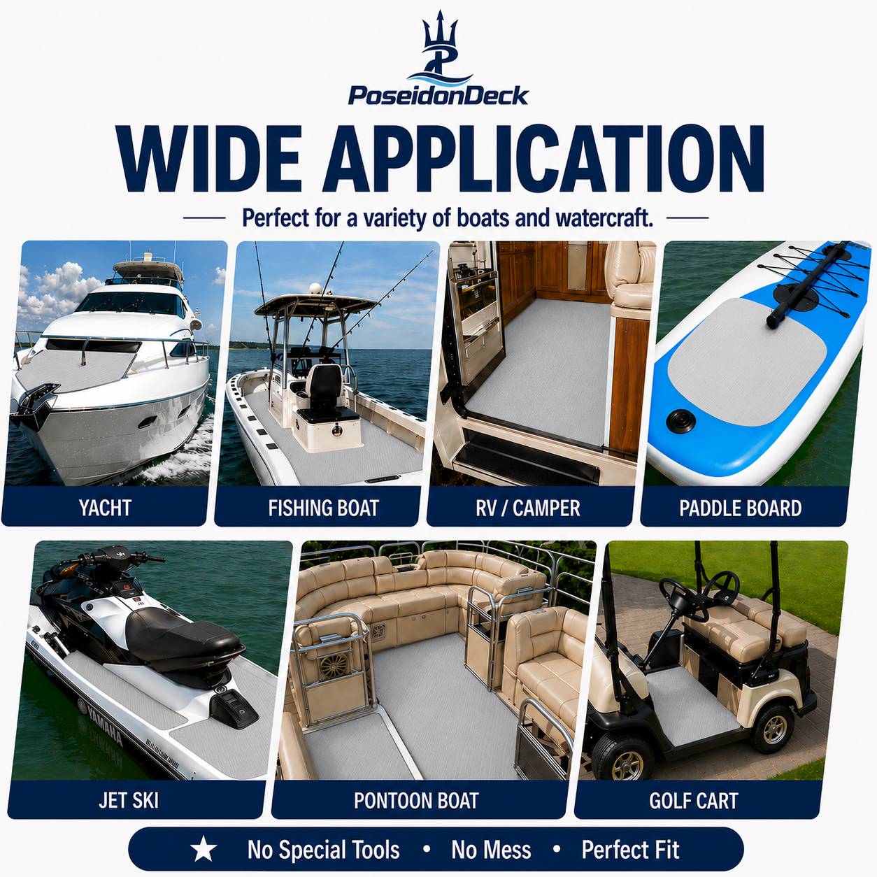 Gray solid color marine deck flooring application examples