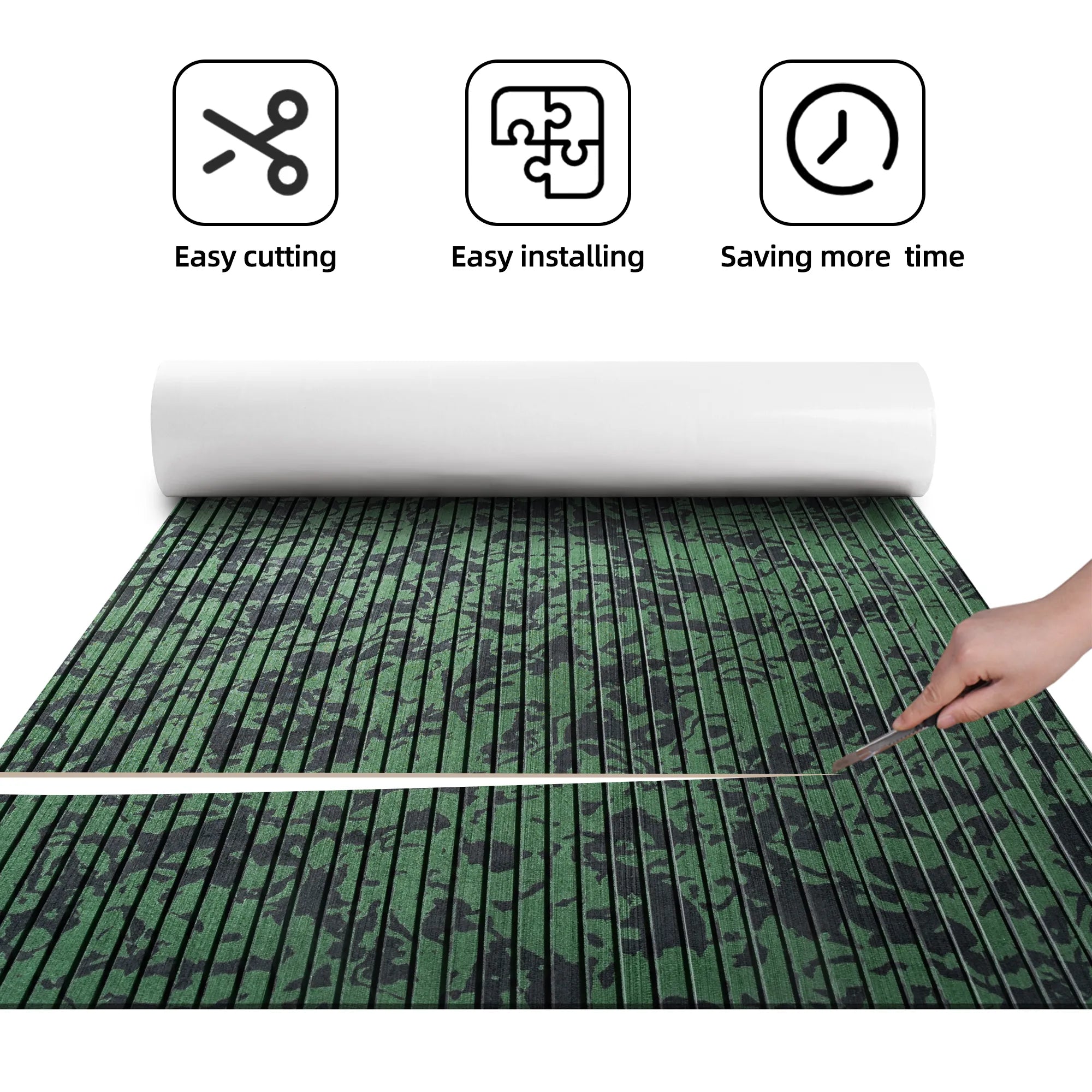 Camo Grooved Boat Flooring Rainforest - BoatFloorings