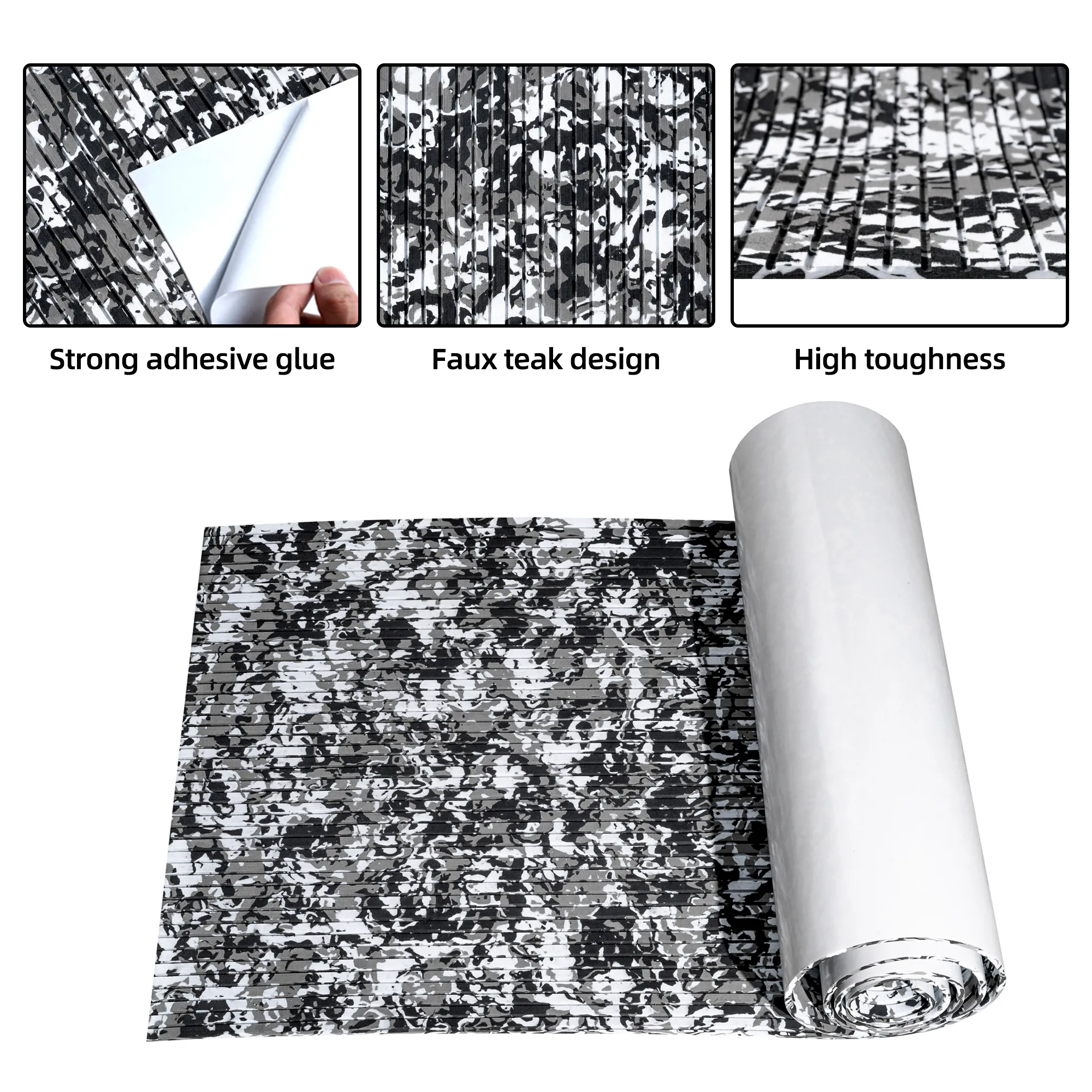 Camo Grooved Boat Flooring Snow - BoatFloorings
