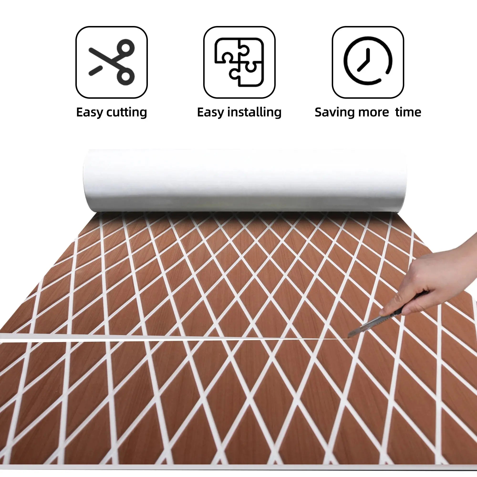 Non-Slip Brown White EVA Marine Flooring Sheet 