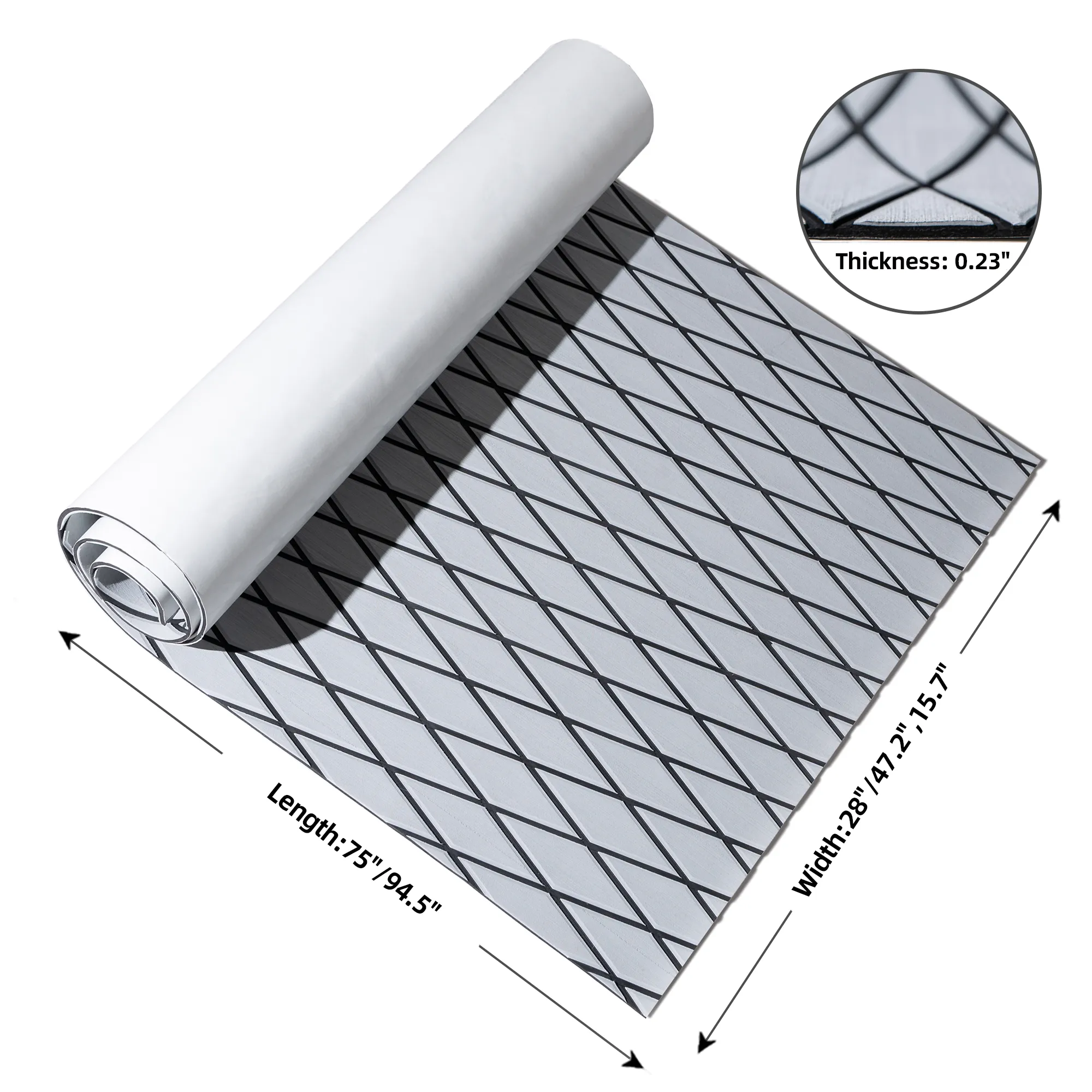Diamond Boat Flooring Gray Black - BoatFloorings