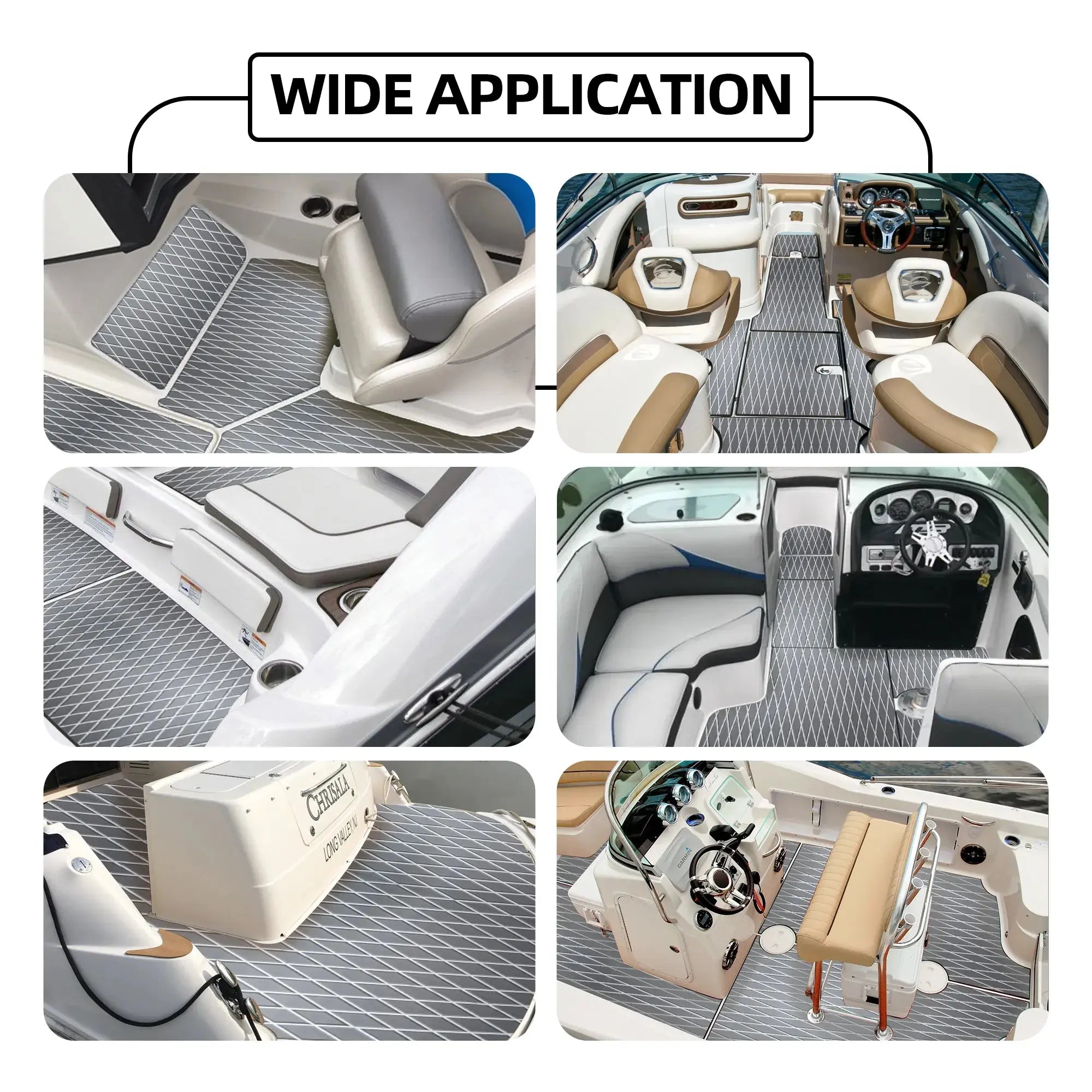 EVA Boat Deck Cover with White Diamond Grooves – DIY Ready 
