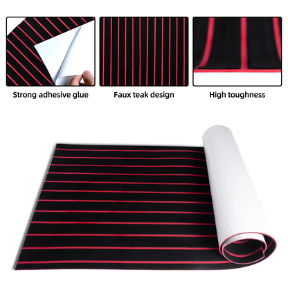 Peel and Stick EVA Foam Marine Flooring – Black Red 