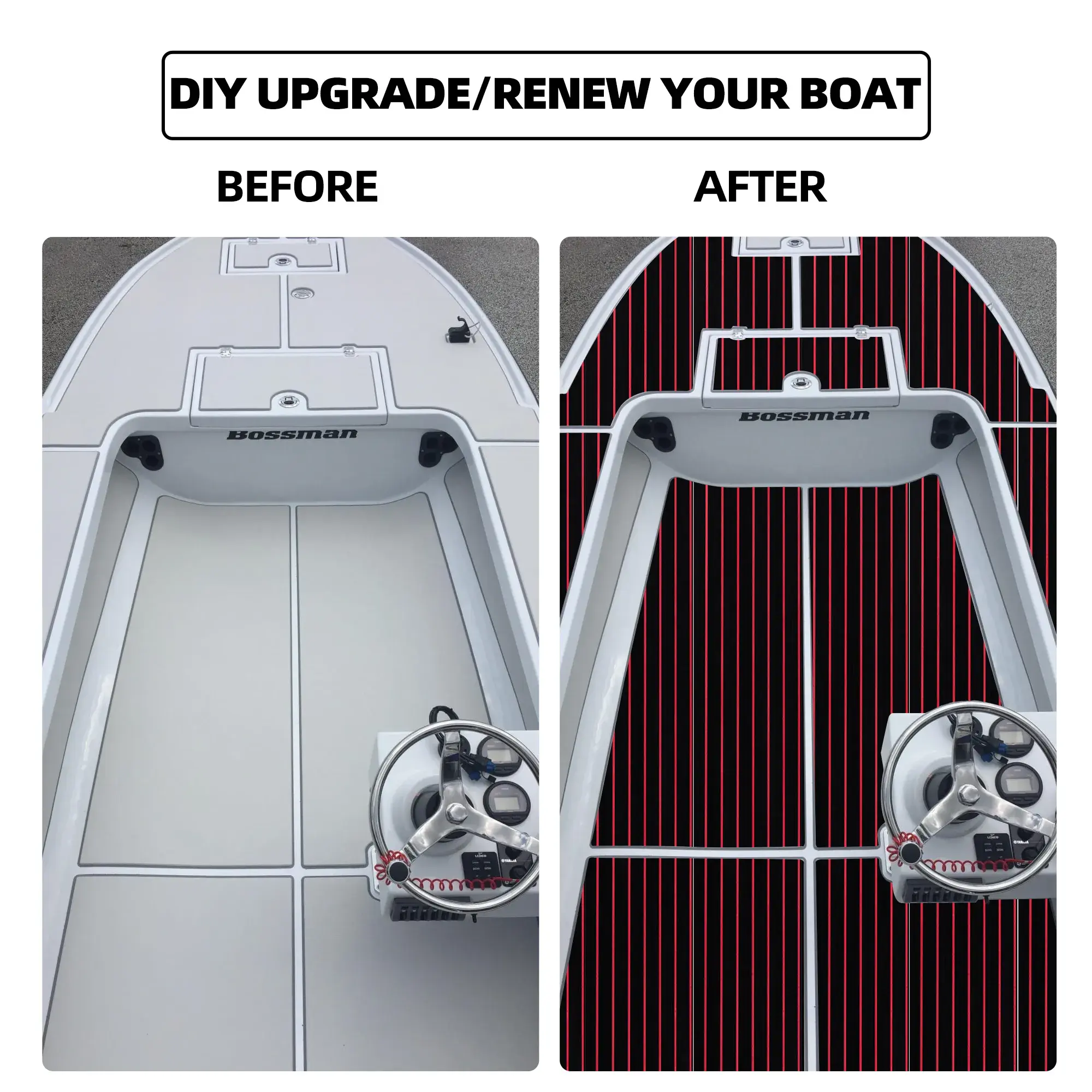 Waterproof Black Red EVA Boat Mat for Jon Boats 