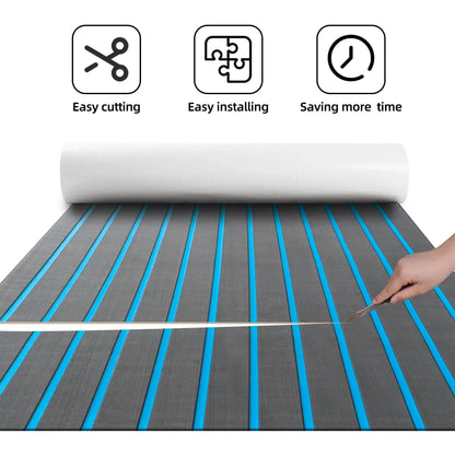 3M Adhesive EVA Boat Mat – Dark Gray with Blue Grooves 
