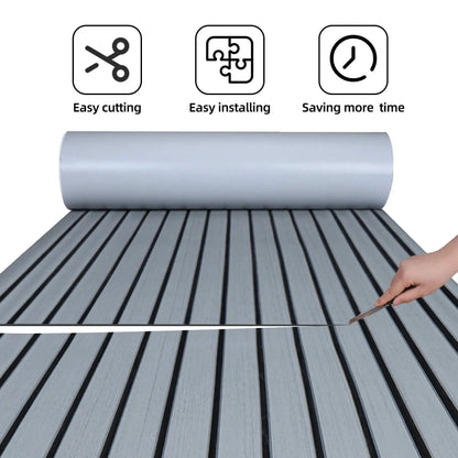 Close-Up of Adhesive EVA Decking in Gray Black Combo  