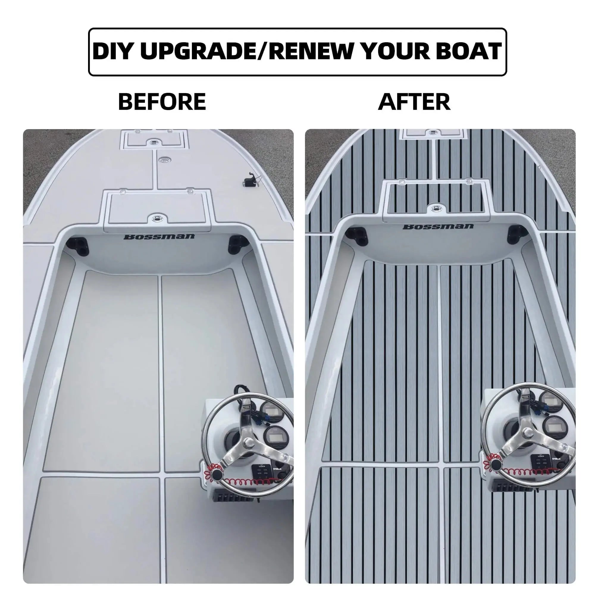 Black Stripe EVA Foam Mat for Aluminum Boat Upgrade  