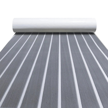 gray white striped eva foam boat flooring - top view 