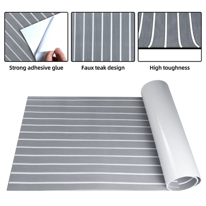 close-up of 6mm gray stripe pattern boat mat 