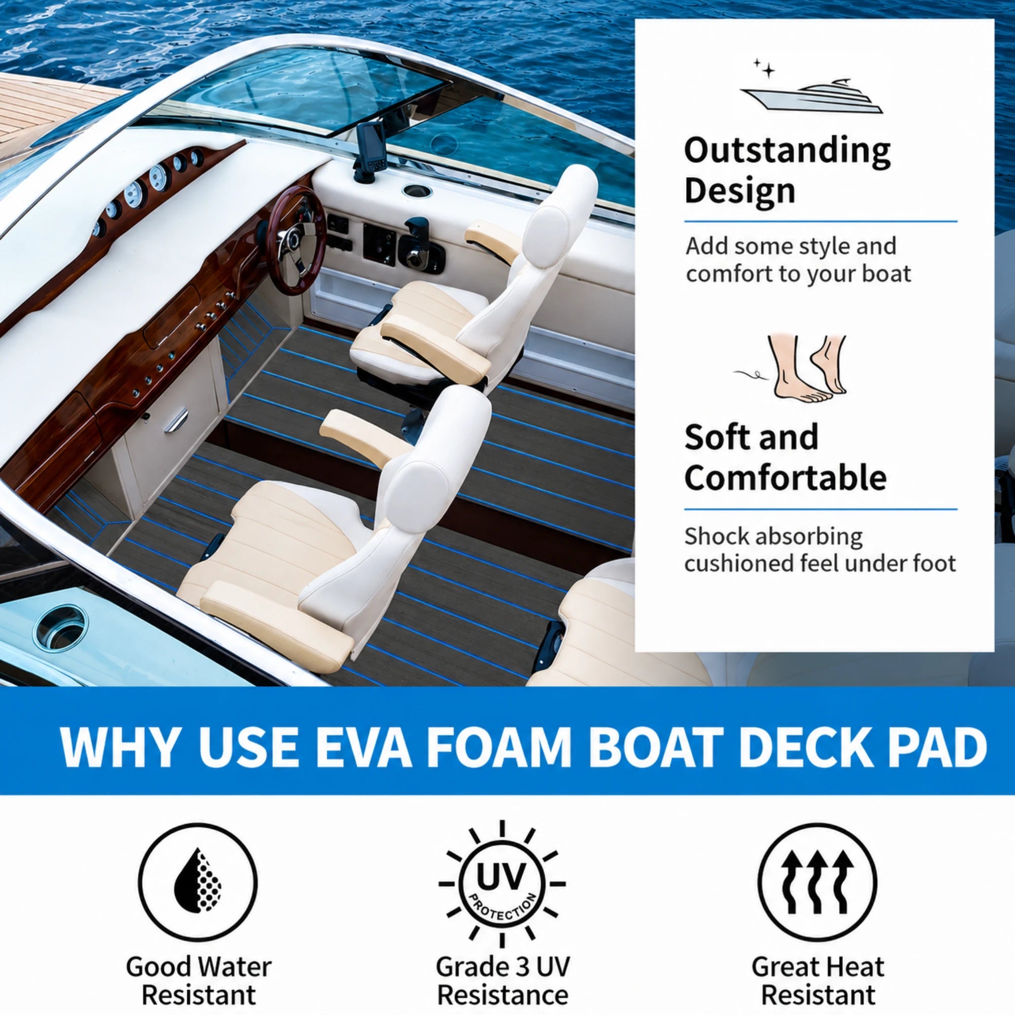 Classic Faux Teak EVA Foam Boat Flooring