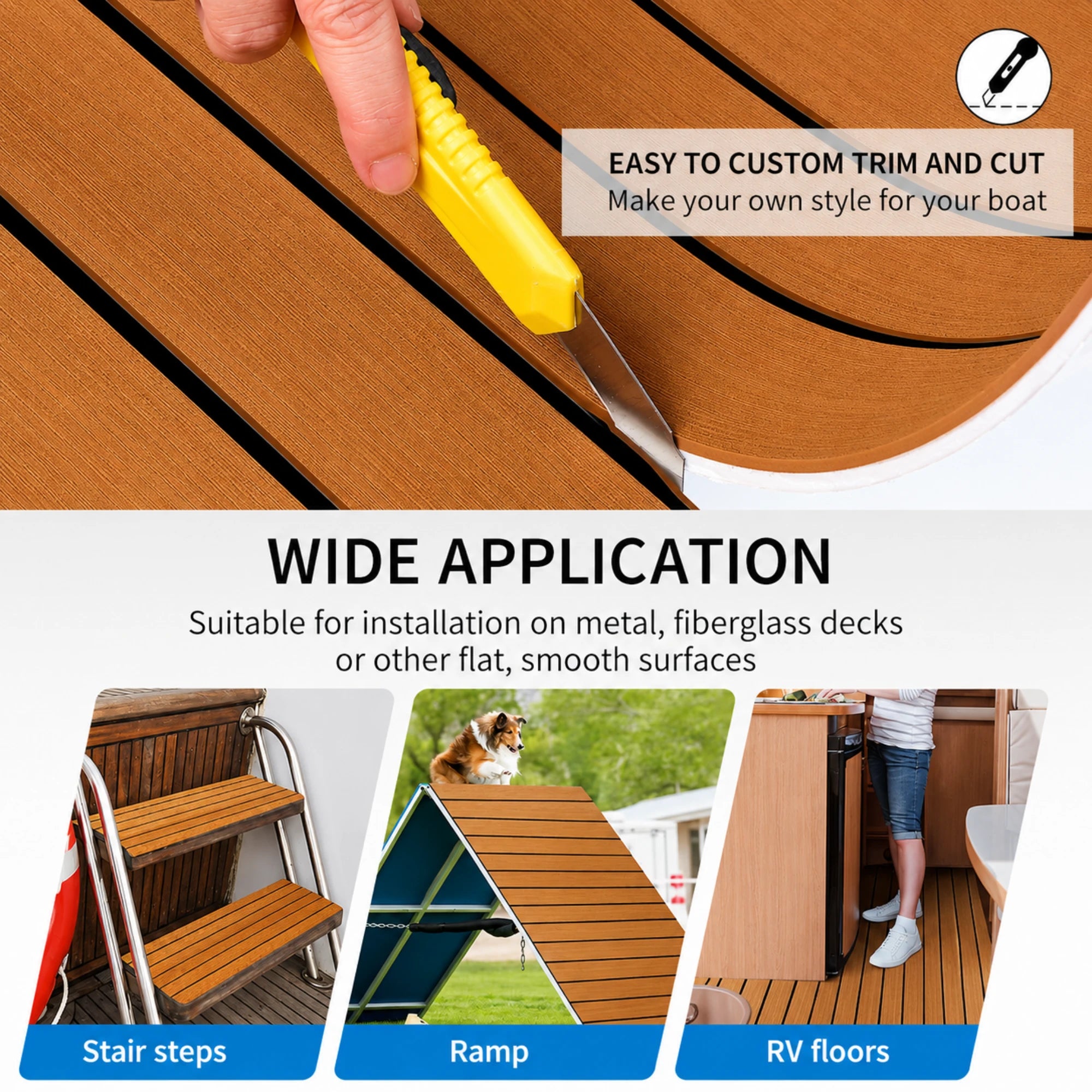Classic Faux Teak EVA Foam Boat Flooring