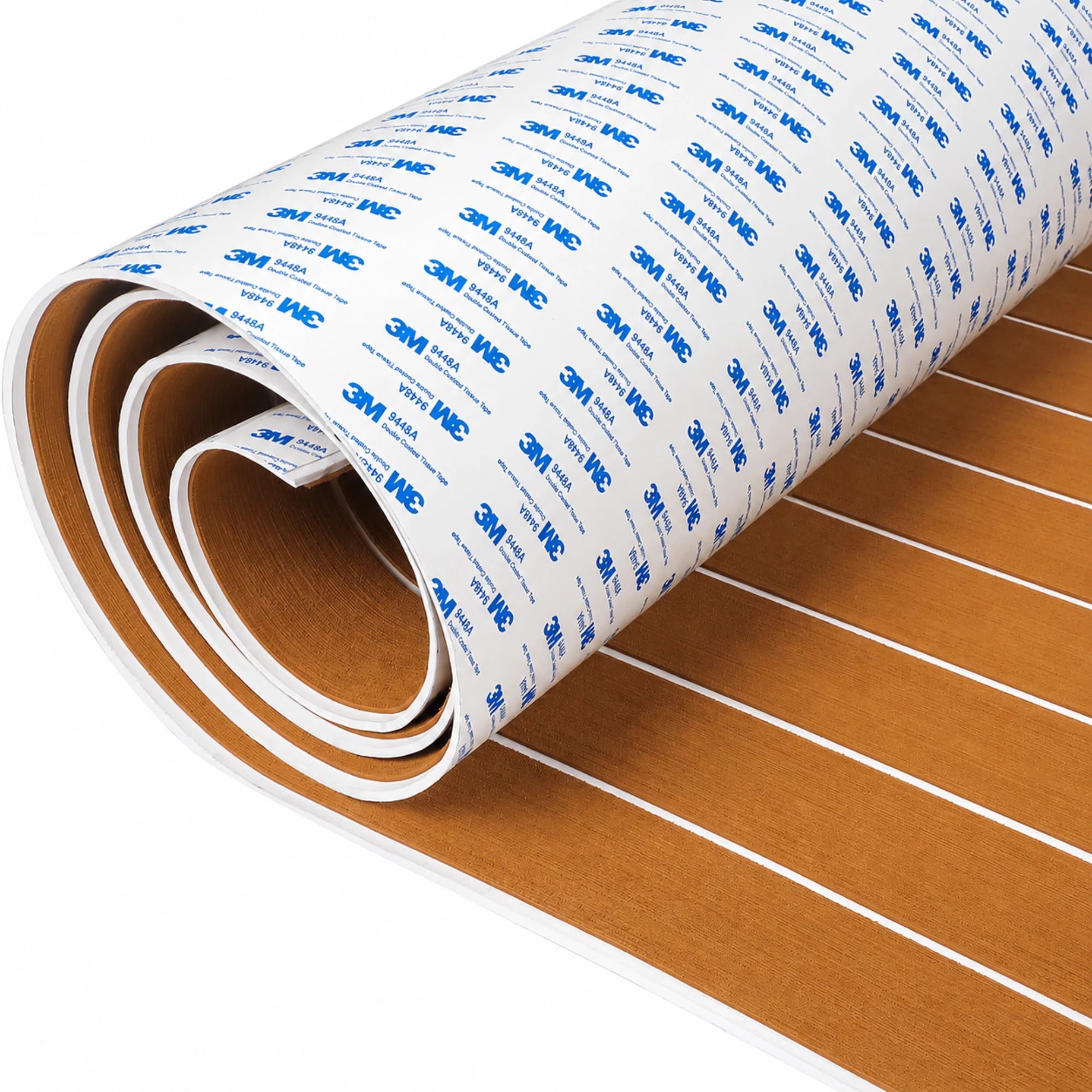 PoseidonDeck classic brown white faux teak EVA foam boat flooring with self-adhesive marine decking sheet #color_stripe-brown-white