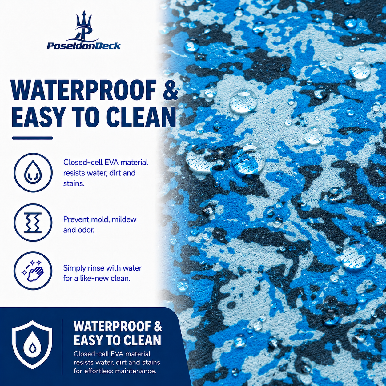 Ocean solid color waterproof EVA boat flooring close-up 