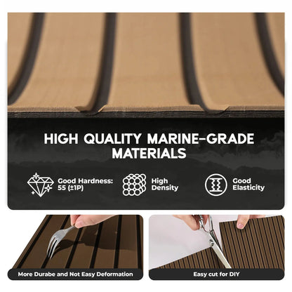 Teak Style Marine EVA Deck Pad in Coffee Color 