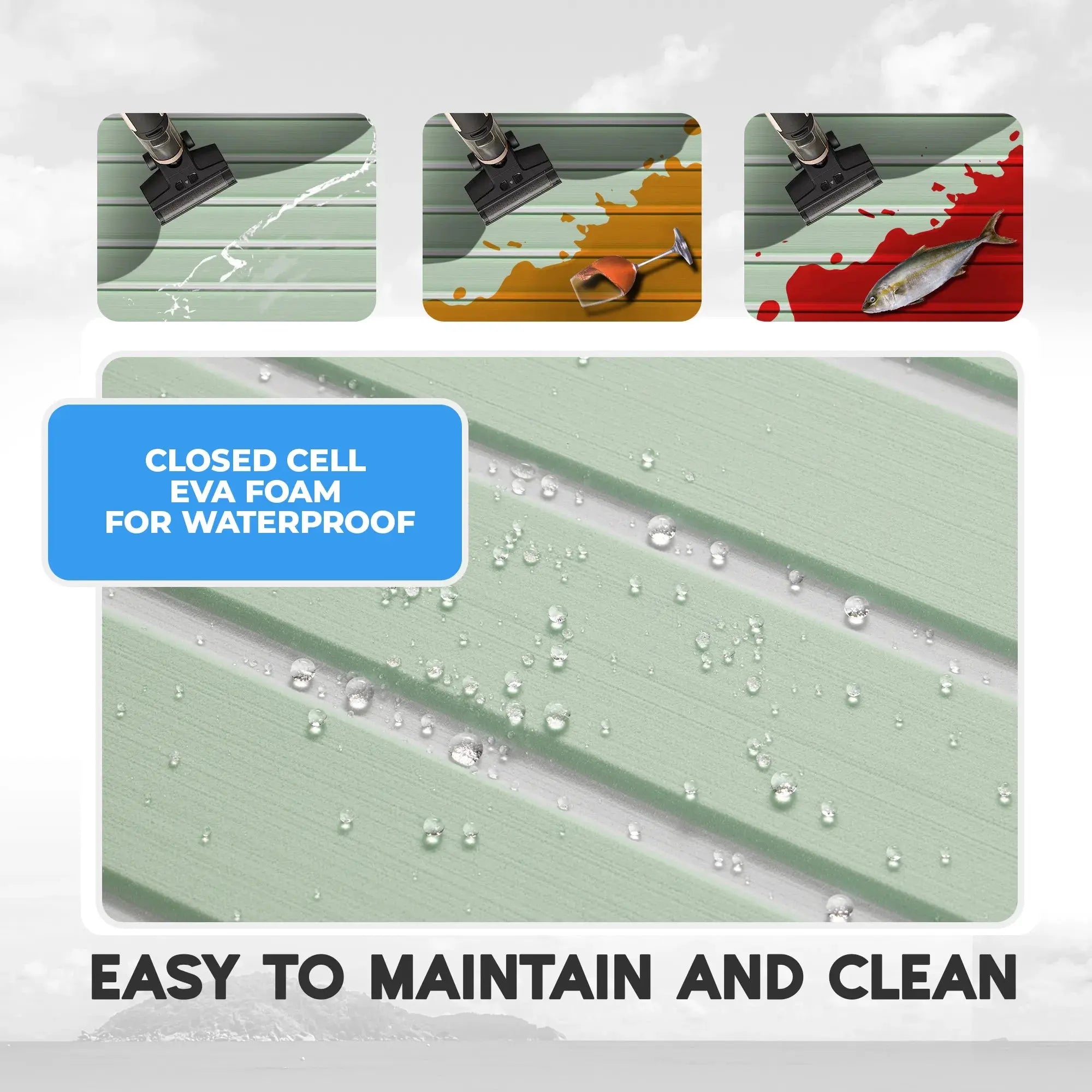 Waterproof EVA Marine Decking – Glass Green for Skiffs 